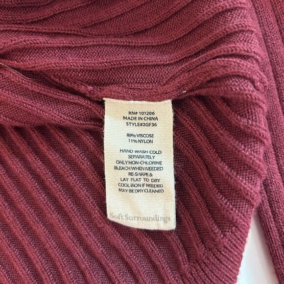Soft Surroundings‎ Maroon Burgundy Ribbed Knit Scoop Neck Sweater Minimalist XL - Picture 4 of 7